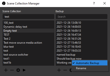 OBS 场景集合管理器 自动备份场景记录